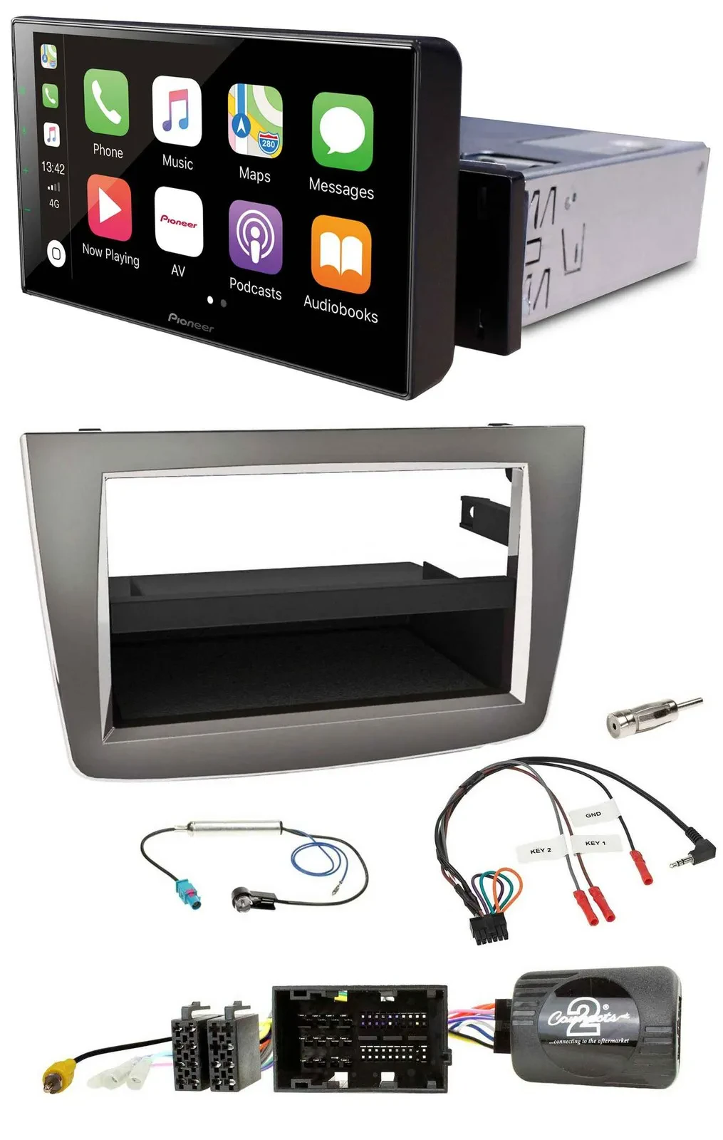 Pioneer Bluetooth Lenkrad DAB USB Autoradio für Alfa Mito 2014-2018 955 silber