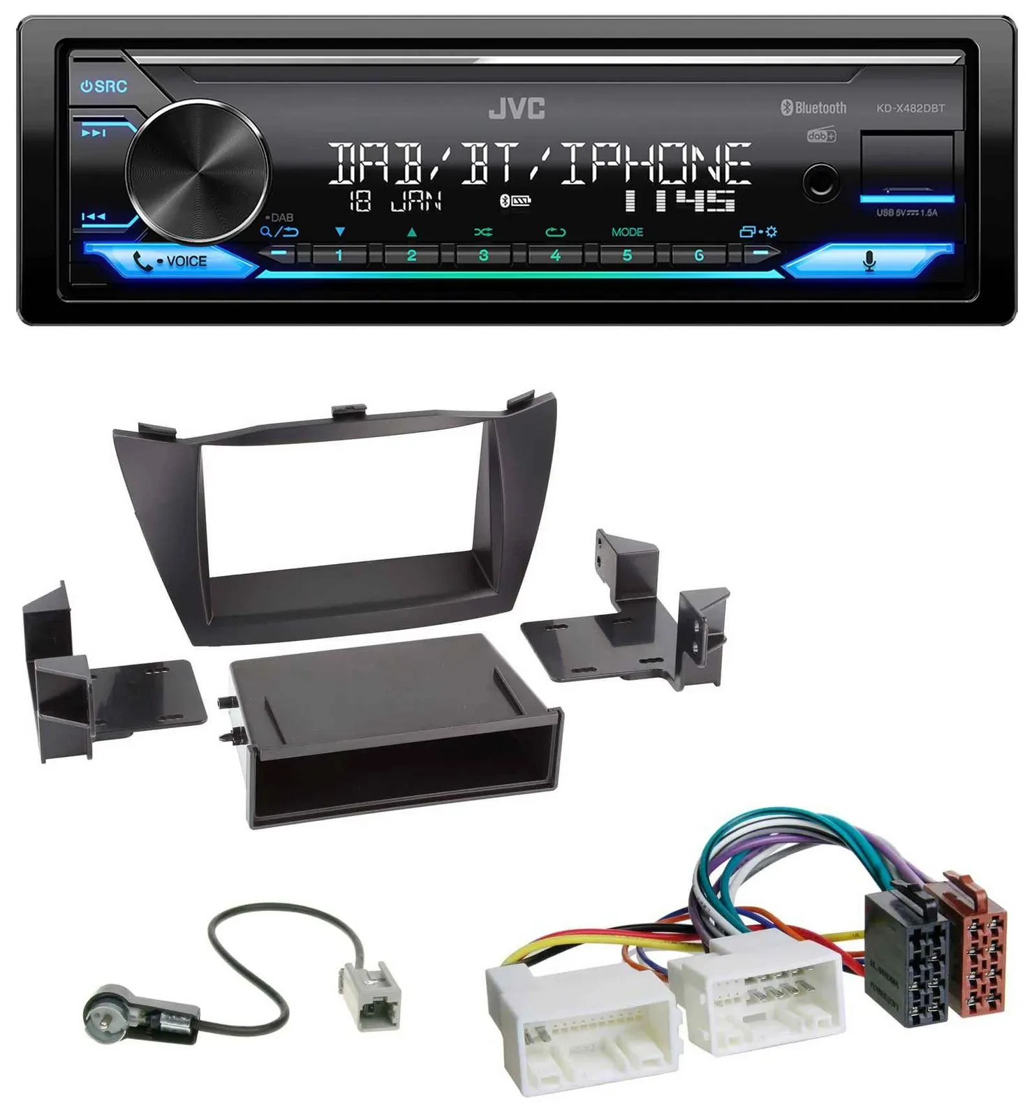 Автомагнитола для Hyundai Tucson (2010–2015) JVC Bluetooth, DAB, USB, MP3