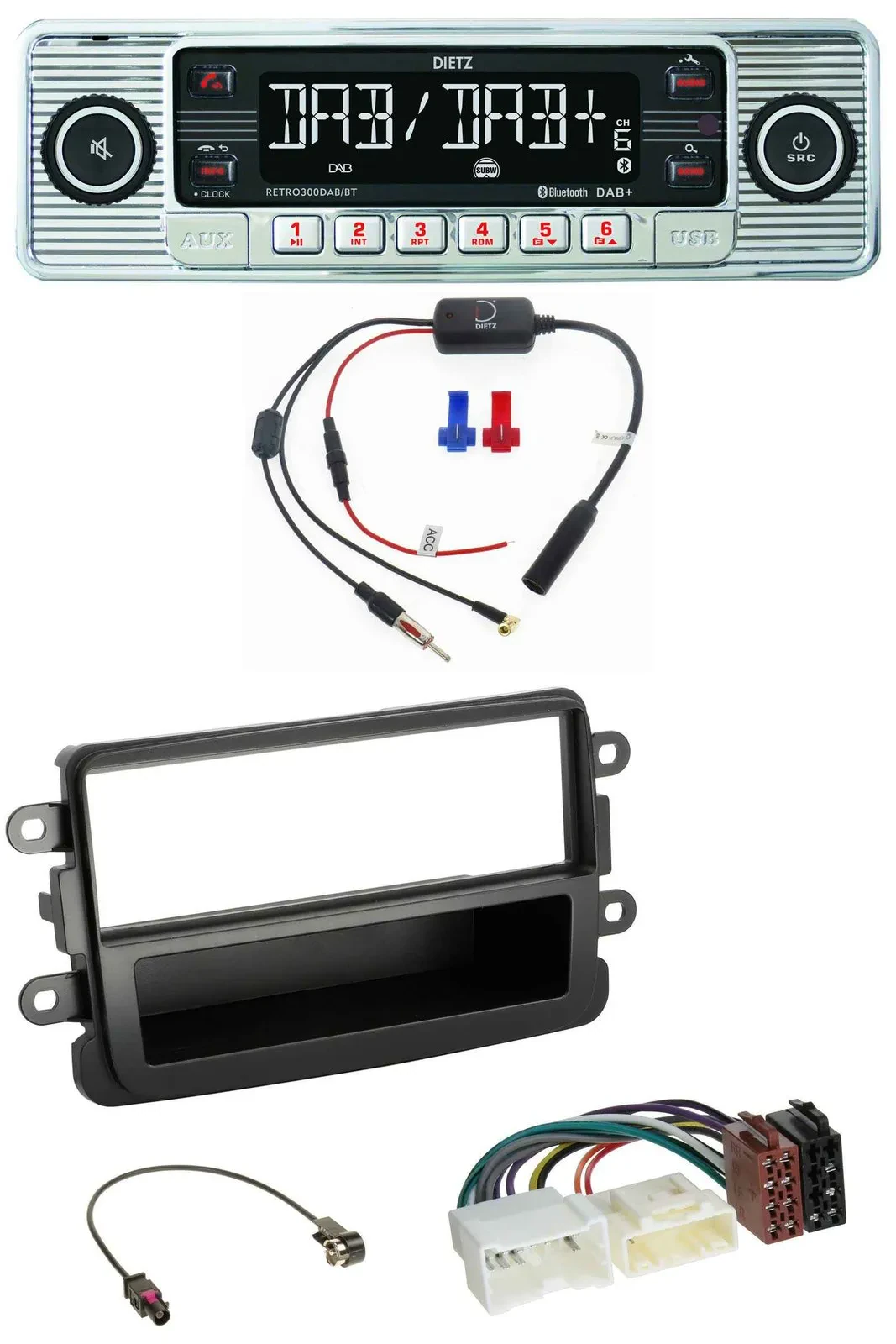 Dietz DAB USB MP3 Bluetooth Autoradio für Dacia Lodgy Duster Dokker Sandero schw