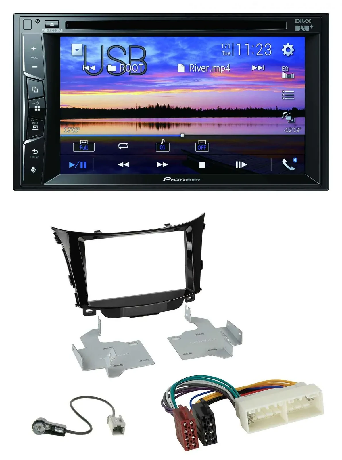 Автомагнитола для Hyundai i30 Pioneer 2-DIN Bluetooth USB DVD DAB MP3