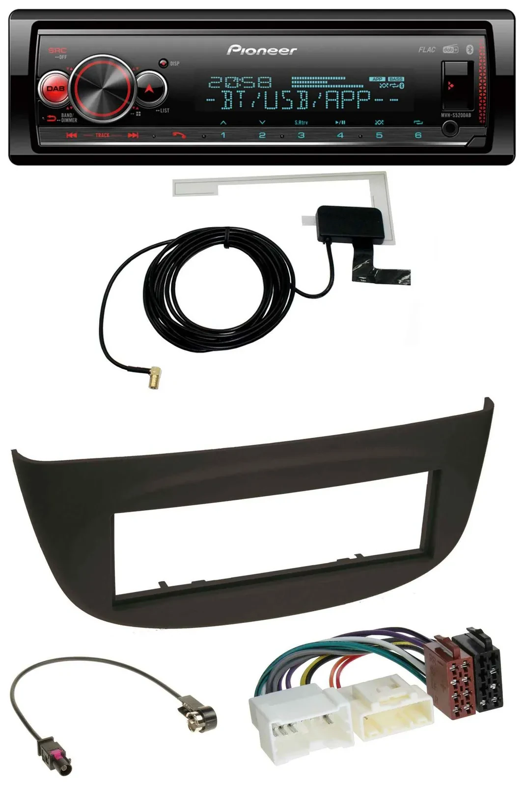 Pioneer Bluetooth DAB USB MP3 Autoradio für Renault Twingo ab 2012 schwarz