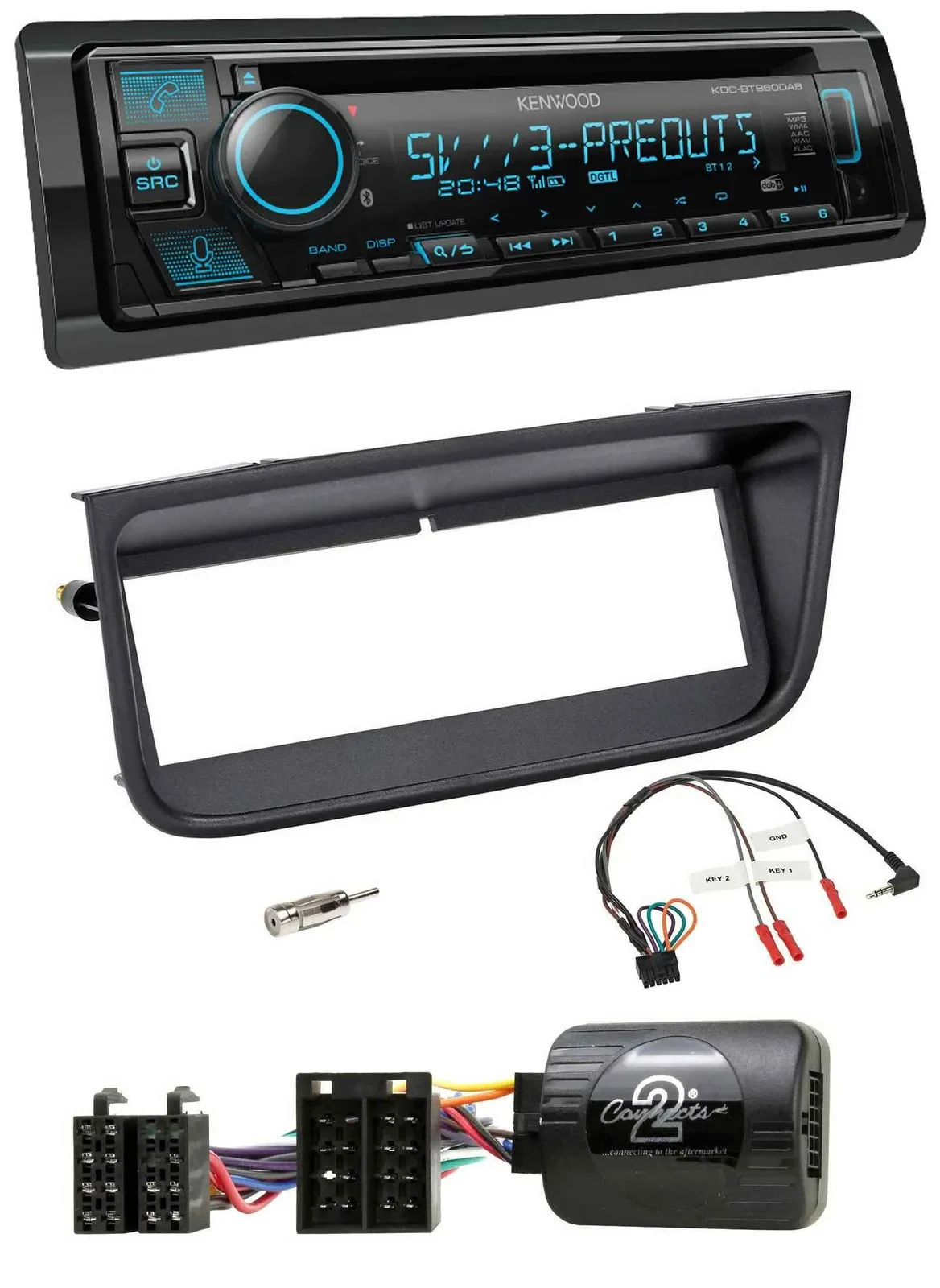 Автомагнитола для Peugeot 406 2002–2005 Kenwood Bluetooth, USB, CD, DAB, поддержка управления на руле