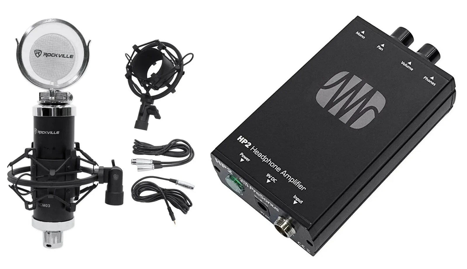 Усилитель для наушников PreSonus HP2 2-канальный, стерео (набор) + студийный микрофон RCM03