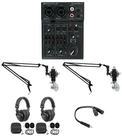 Rockville 2-Person Podcast Podcasting Recording Kit w/RCM Mics+Booms+Headphones