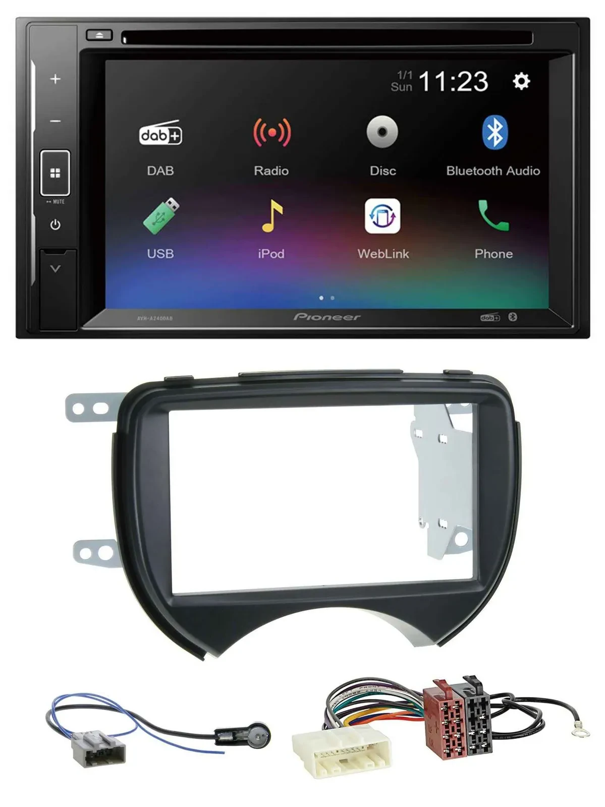 Pioneer Bluetooth MP3 USB 2DIN DAB DVD Autoradio für Nissan Micra 10-13 schwarz