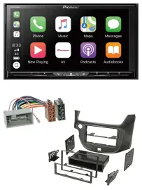 Pioneer 2DIN MP3 USB DAB DVD Bluetooth Autoradio für Honda Jazz ab 09 dunkelgrau