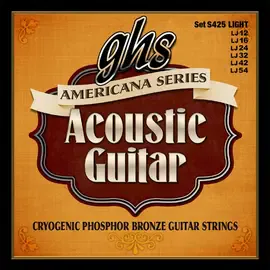 Струны для акустической гитары GHS S425 12-54, бронза фосфорная