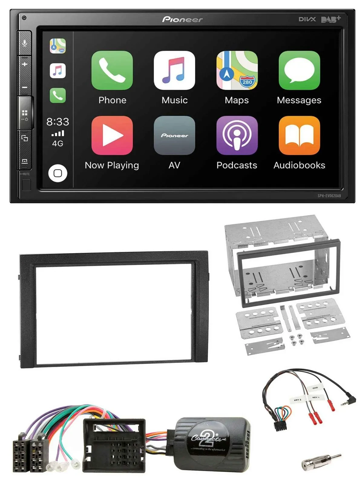 Pioneer USB Lenkrad DAB 2DIN Bluetooth Autoradio für Skoda Fabia 6Y 2004-2007 Qu