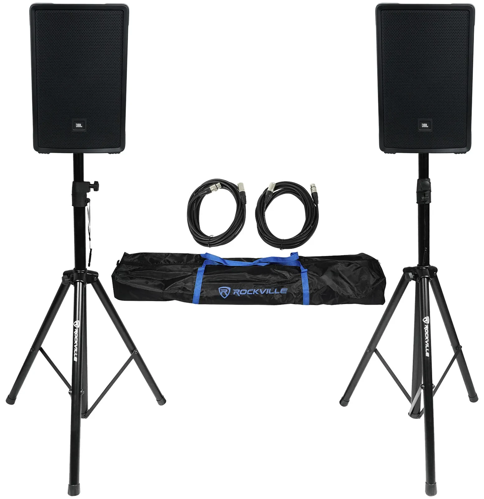 (2) JBL IRX112BT 12" 1300w Powered DJ Portable PA Speakers w/ Bluetooth+Stands