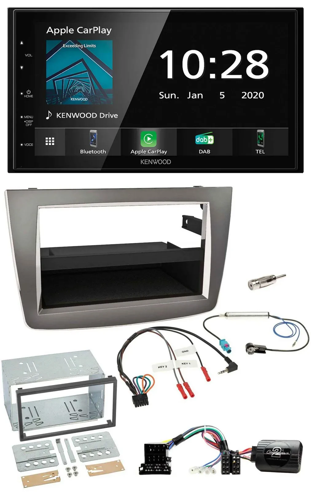 Автомагнитола для Alfa Romeo Mito 2008–2014 Kenwood 2DIN, Bluetooth, DAB, USB, совместима с кнопками на руле
