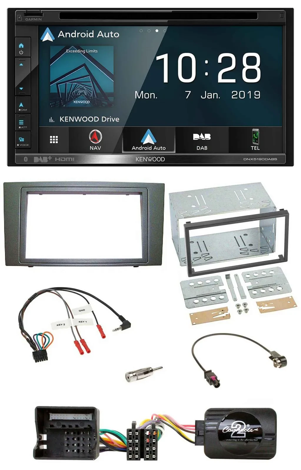 Kenwood DAB TMC USB 2DIN Lenkrad Bluetooth Navigation für Ford Mondeo 2003-2007