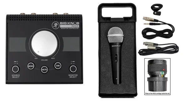 Mackie Big Knob Passive 2x2 Studio Monitor Controller+Microphone+Case+Cable