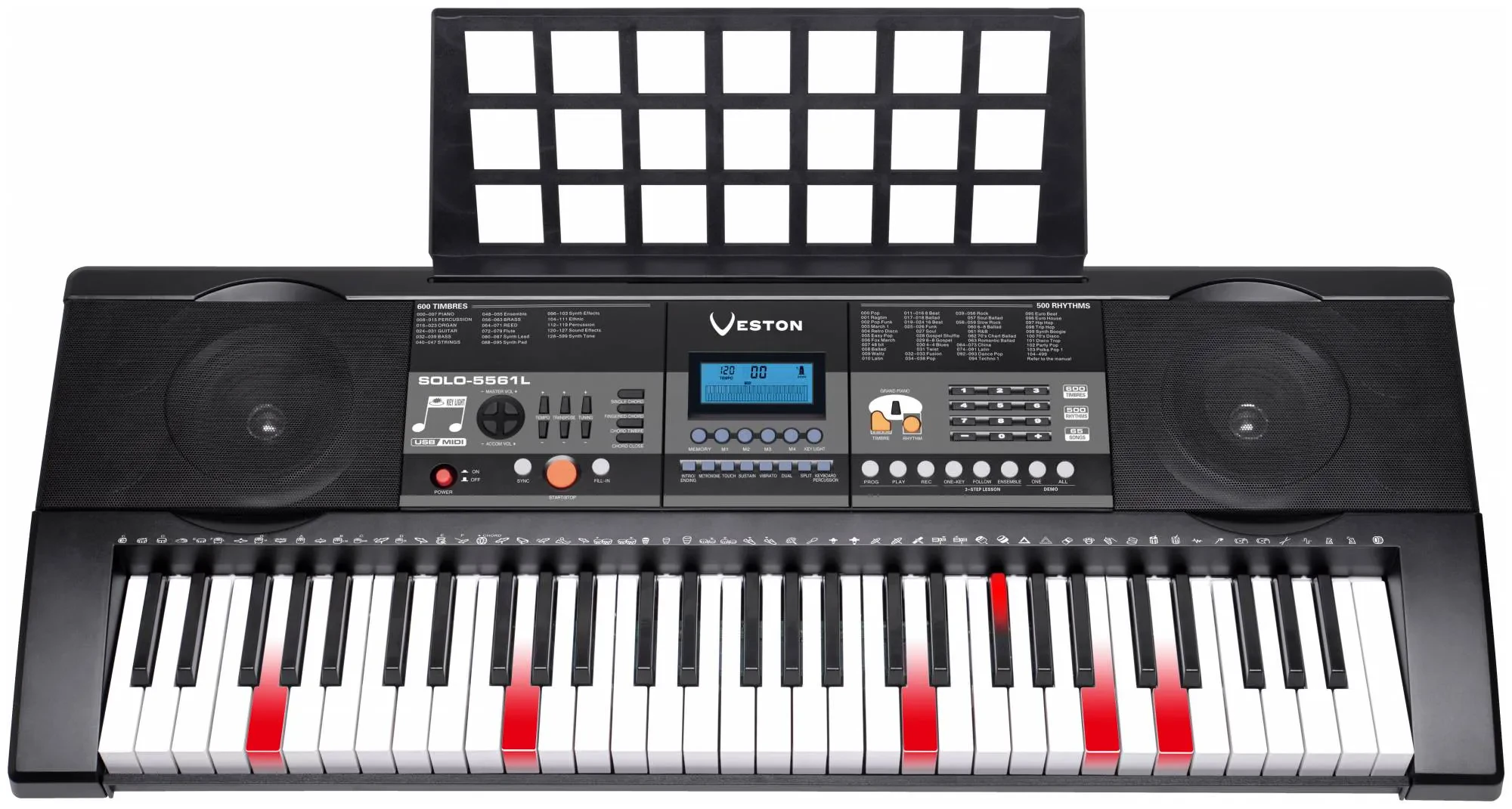 Синтезатор VESTON SOLO-5561 L с подсветкой клавиш