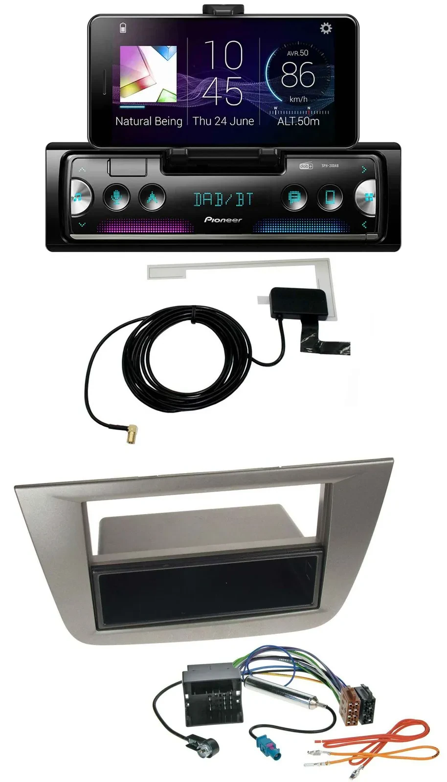 Автомагнитола для Seat Altea/Toledo (с 2005) Pioneer DAB, Bluetooth, MP3, USB, антрацит