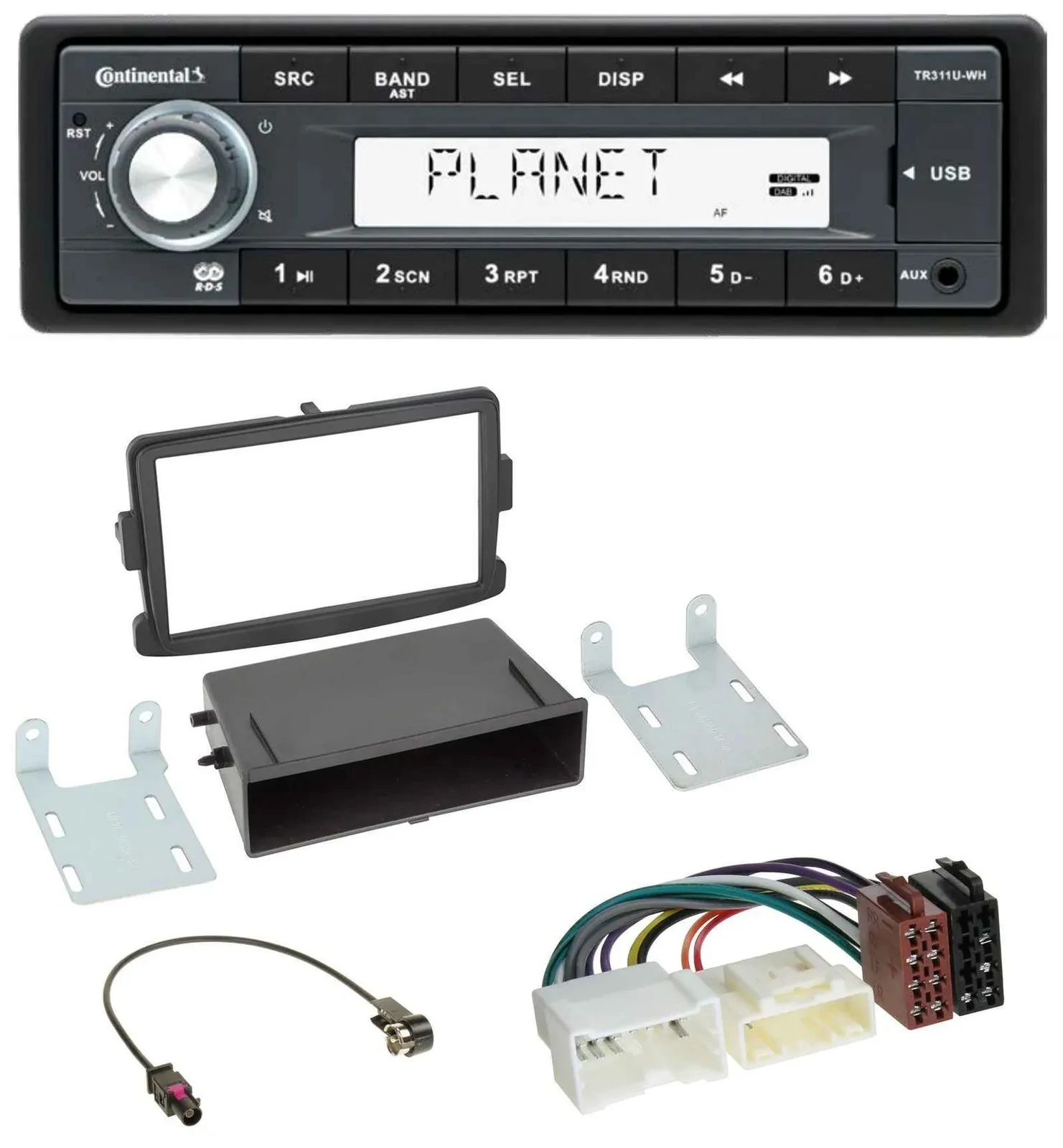 Continental USB MP3 AUX 1DIN Autoradio für Dacia Dokker, Duster, Lodgy