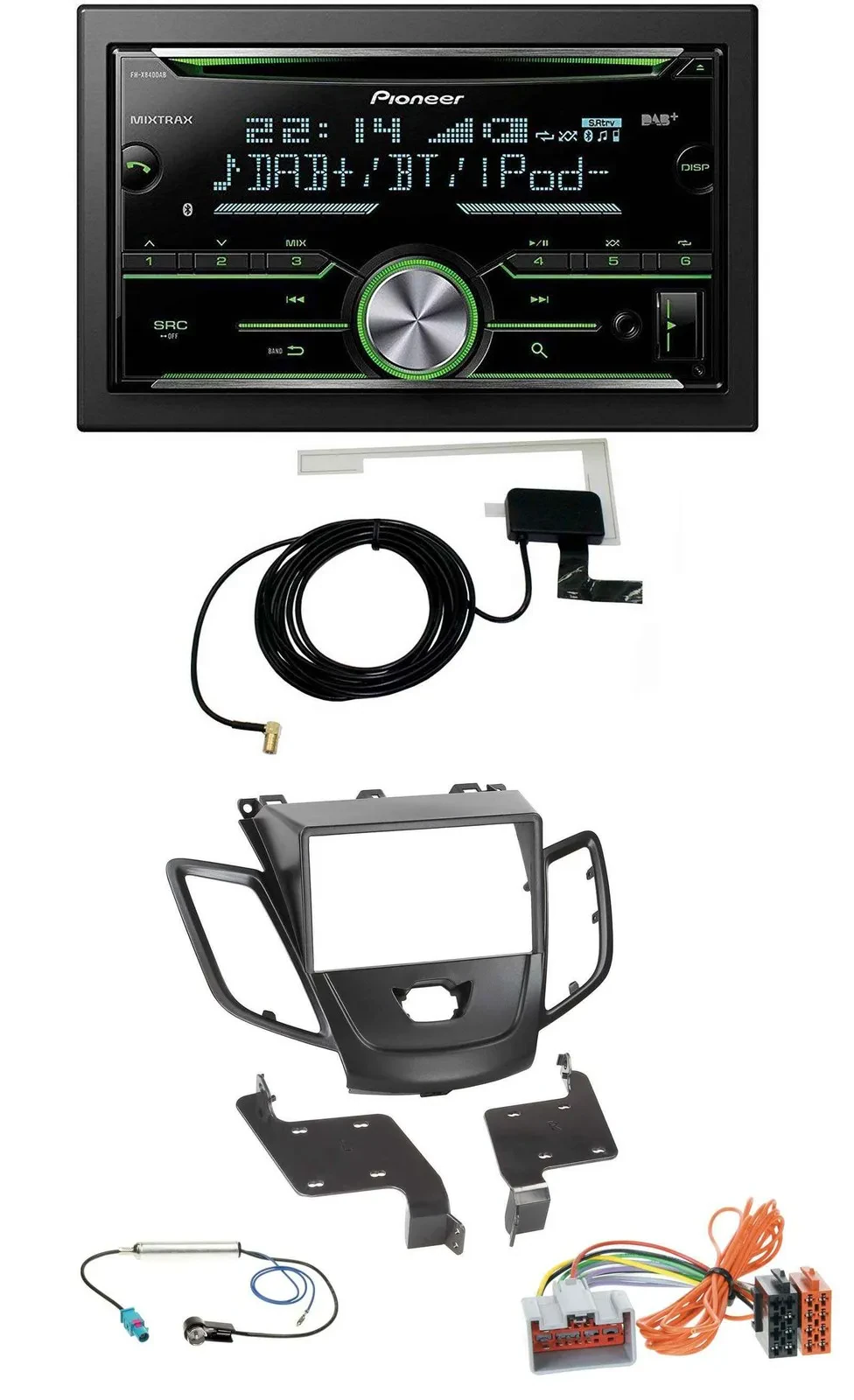 Pioneer CD USB MP3 Bluetooth 2DIN DAB Autoradio für Ford Fiesta 08-10 schwarz