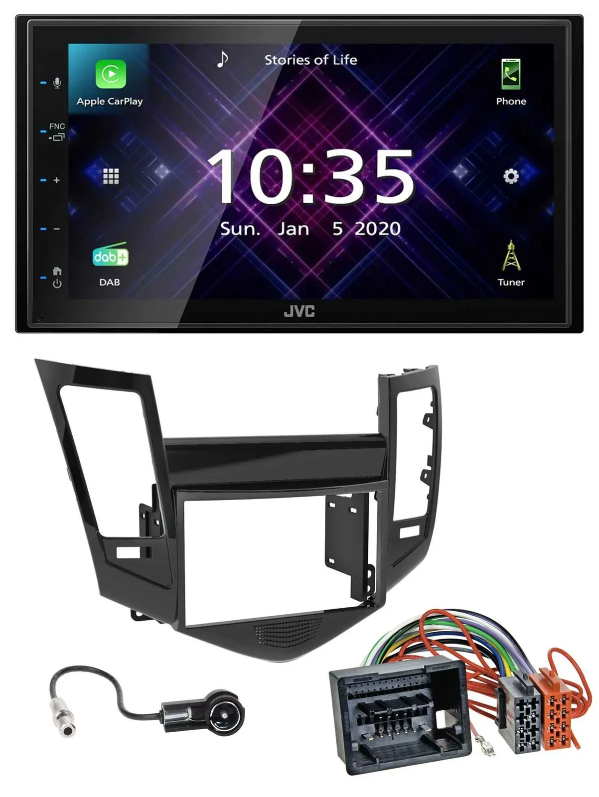 JVC DAB 2DIN MP3 Bluetooth USB Autoradio für Chevrolet Cruze ab 2009