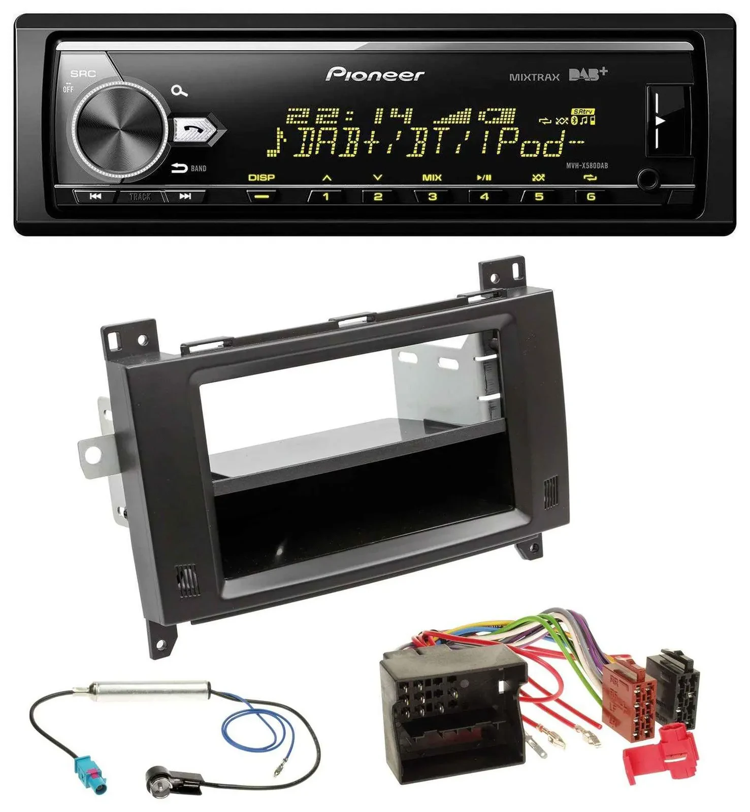 Автомагнитола для Mercedes Viano/Vito (2006–2014) Pioneer Bluetooth, USB, DAB, MP3, черная