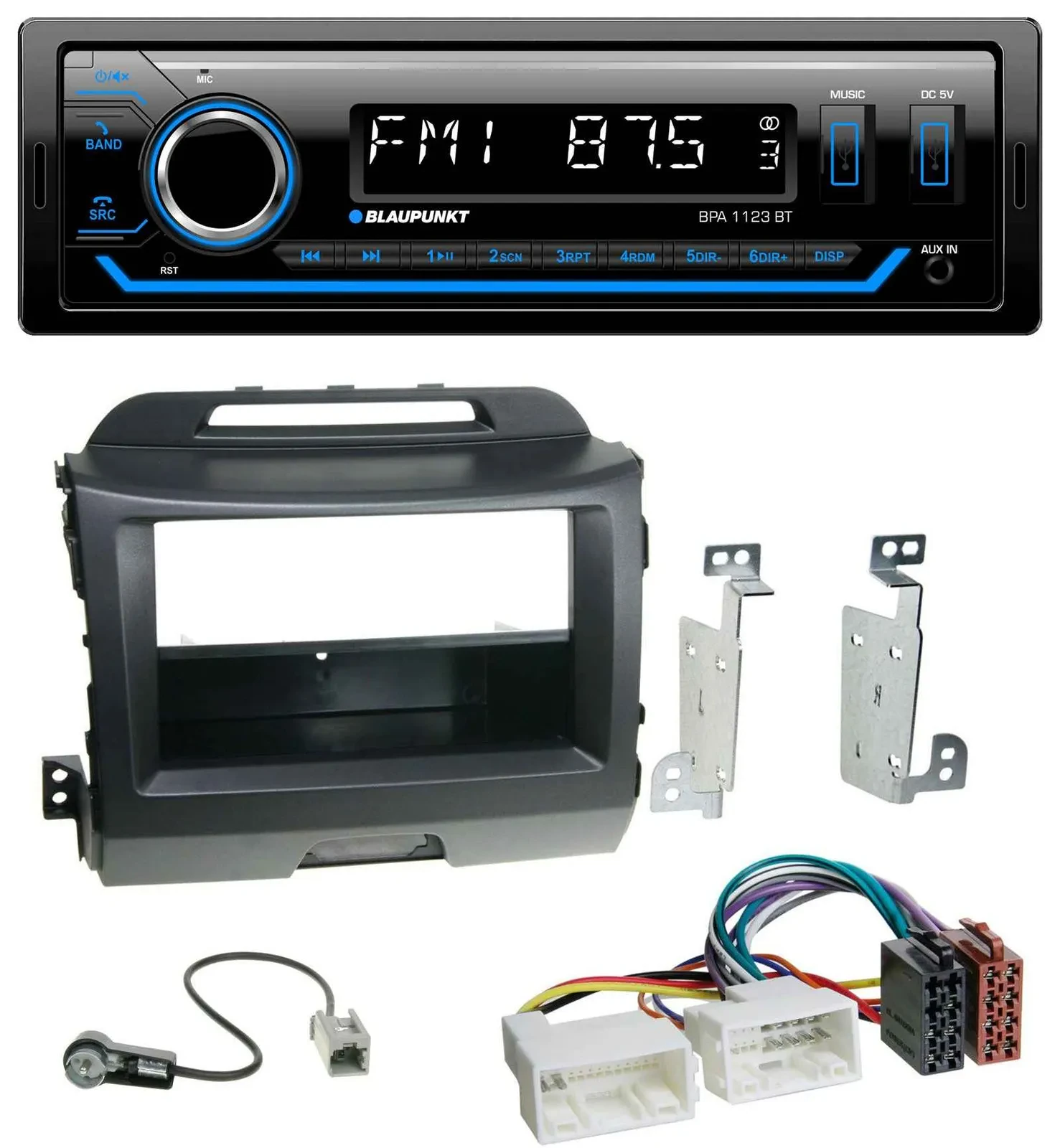 Blaupunkt MP3 Bluetooth USB AUX Autoradio für Kia Sportage 3 SL 10-15 schwarz