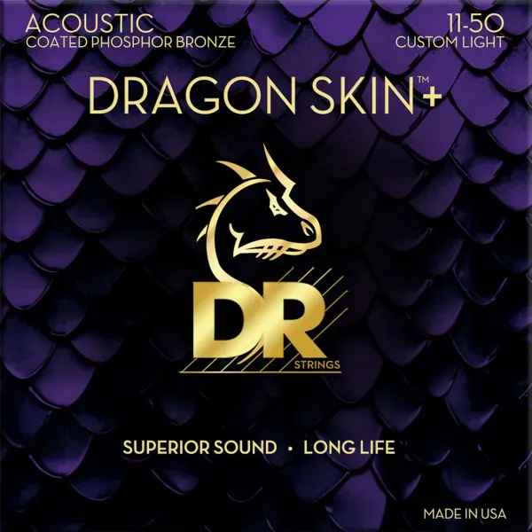 Струны для акустической гитары DR Strings DAP-11 Dragon Skin+ Coated Phosphor Bronze 11-50