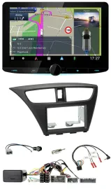Kenwood Bluetooth DAB TMC 2DIN Lenkrad USB Navigation für Honda Civic ab 12 schw