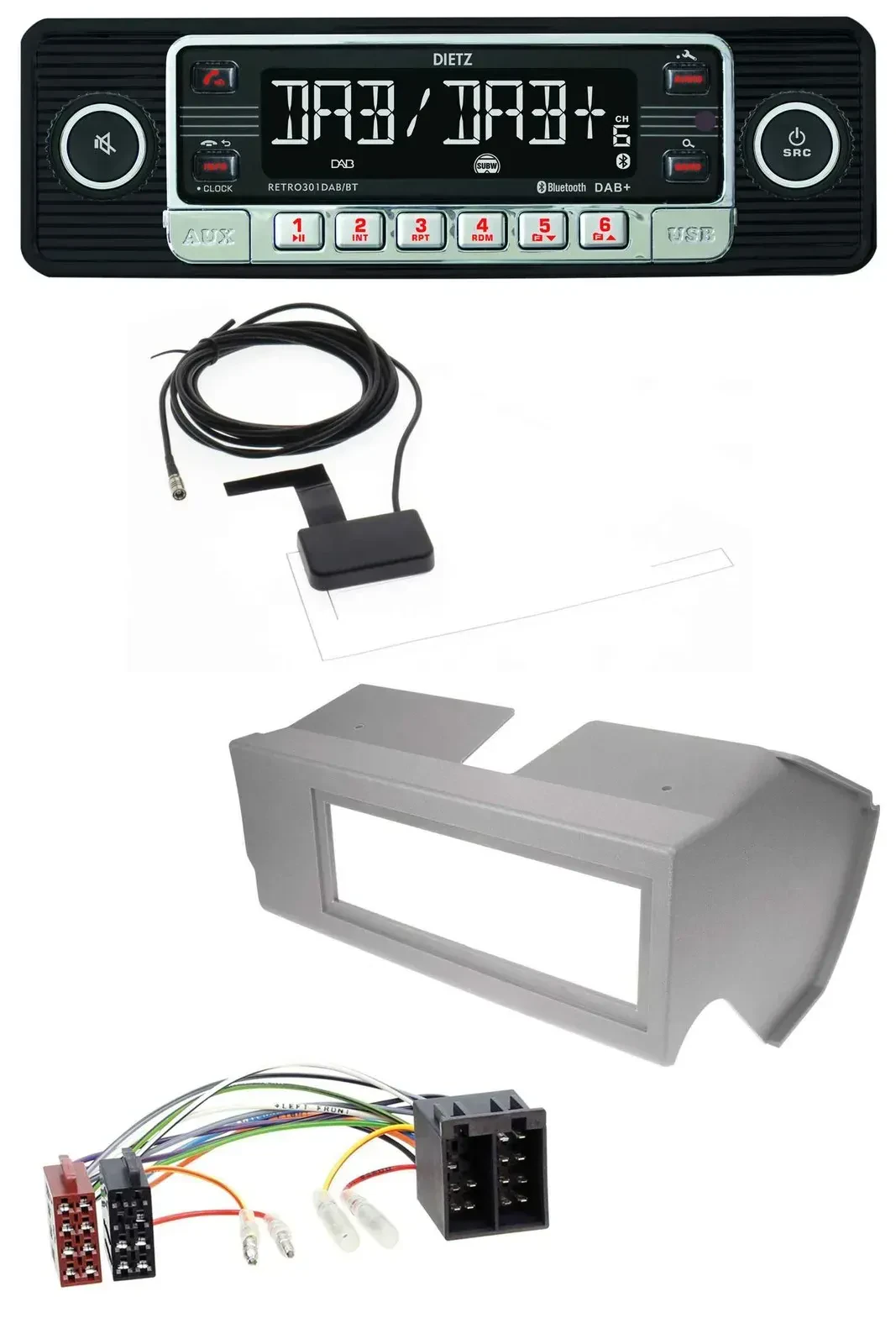 Dietz DAB Bluetooth USB MP3 Autoradio für Fiat Panda (bis 2002) - grau