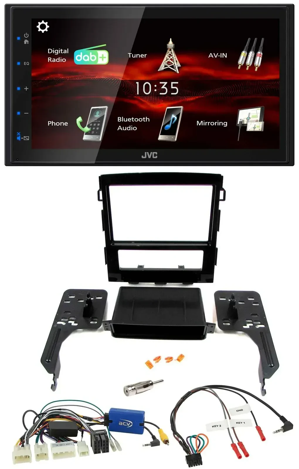 Автомагнитола для Subaru Impreza (с 2018) JVC 2-DIN, USB, Bluetooth, DAB, поддержка кнопок на руле