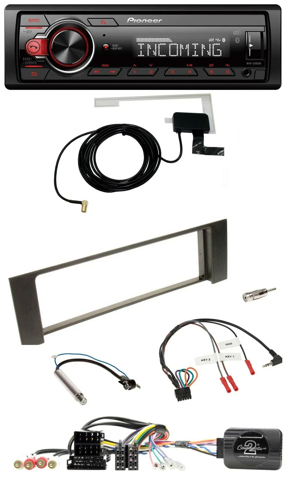 Автомагнитола Pioneer DAB, Bluetooth, USB для Audi A4 2000–2009, ISO, Fakra, поддержка кнопок на руле