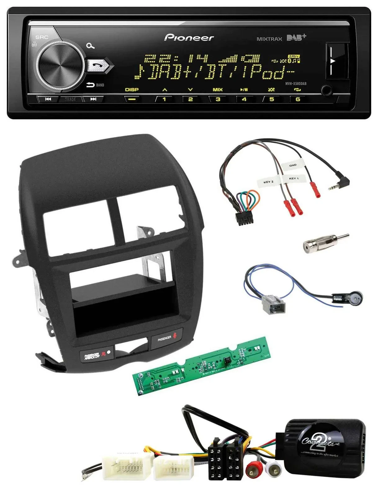 Pioneer Bluetooth USB DAB Lenkrad Autoradio für Mitsubishi ASX 2010-2014