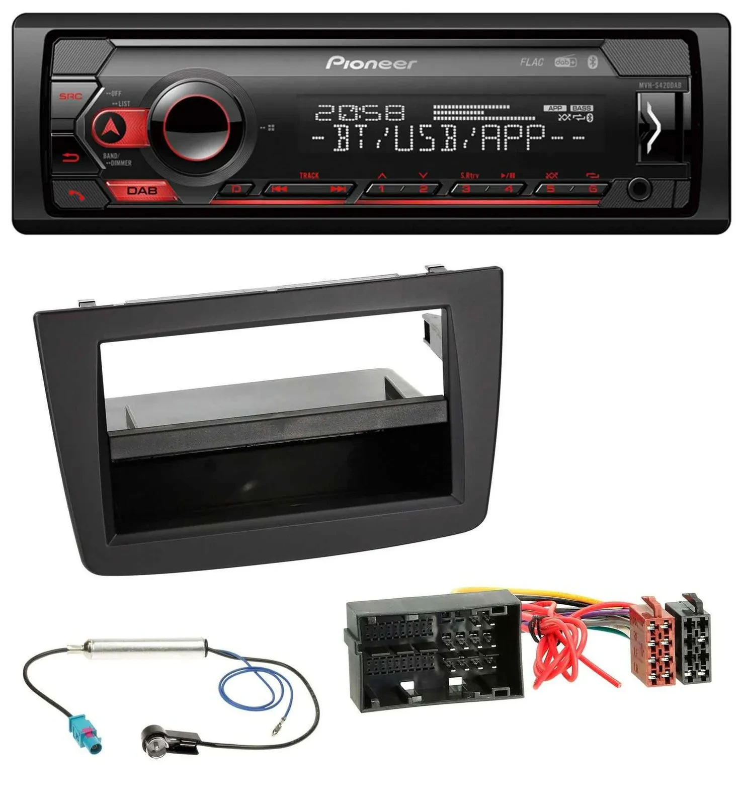 Автомагнитола Pioneer MP3/USB/DAB/Bluetooth для Alfa Romeo Mito (955), с 2014, черный