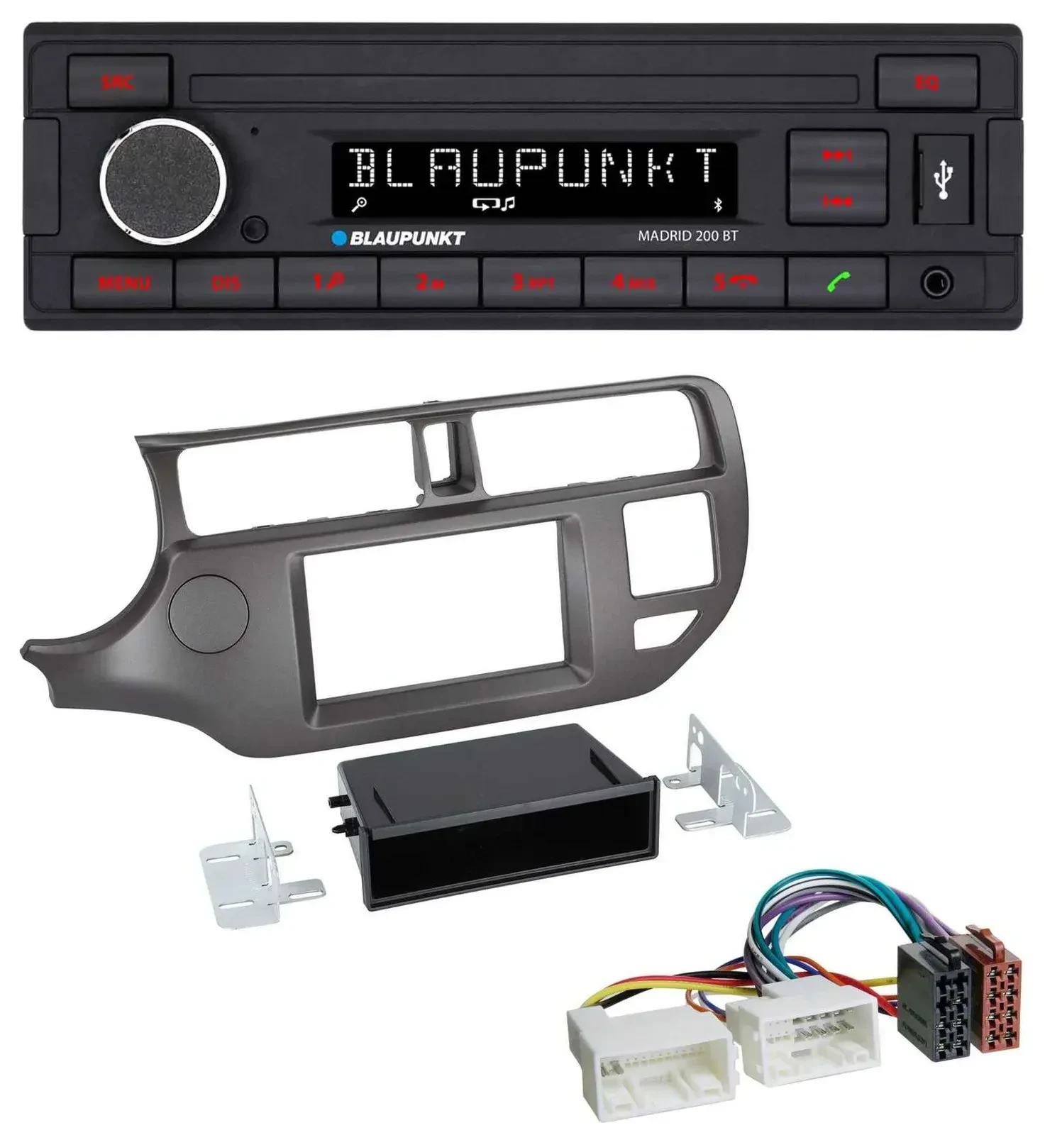 Blaupunkt USB AUX Bluetooth MP3 Autoradio für Kia Rio UB 2011-2014 anthrazit