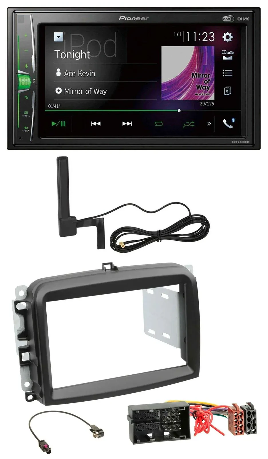 Pioneer MP3 DAB AUX 2DIN Bluetooth Autoradio für Fiat 500 L (ab 2012)