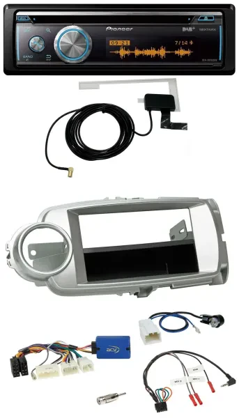 Pioneer Bluetooth DAB Lenkrad USB CD Autoradio für Toyota Yaris 2011-2014 silber