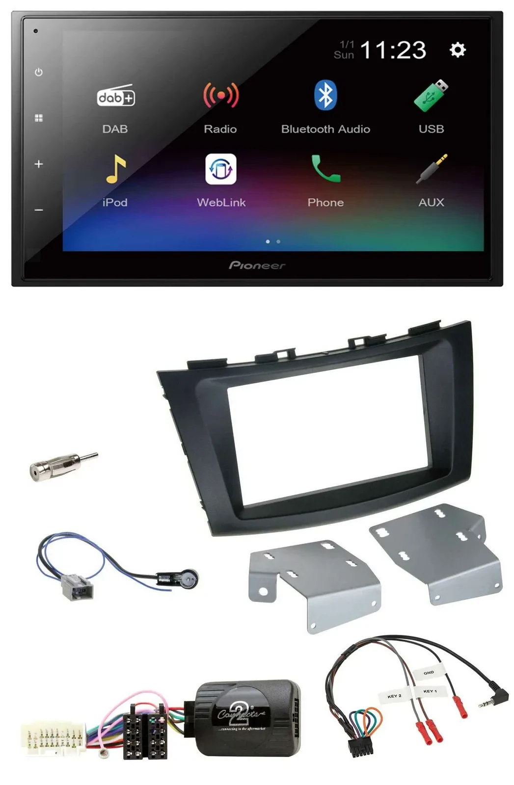 Pioneer USB Bluetooth DAB 2DIN Lenkrad Autoradio für Suzuki Swift ab 2011