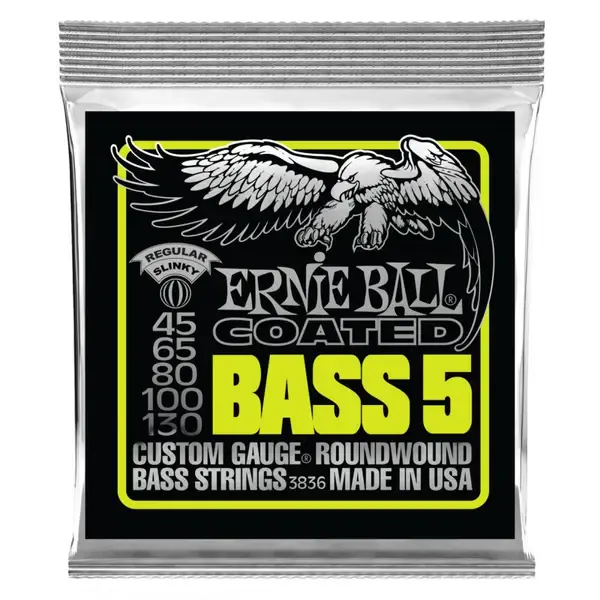 Струны для 5 струнной бас-гитары ERNIE BALL 3836 Coated Slinky 45-130