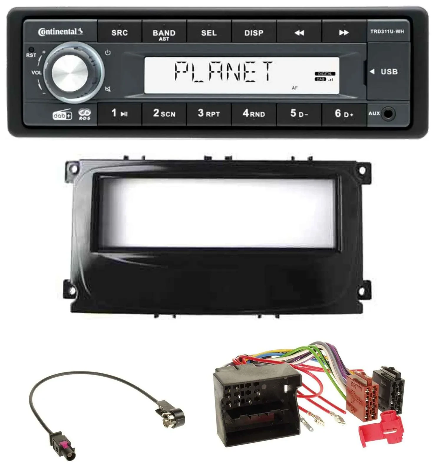 Continental MP3 AUX USB DAB 1DIN Autoradio für Ford Mondeo S-Max 07-14 glänzend