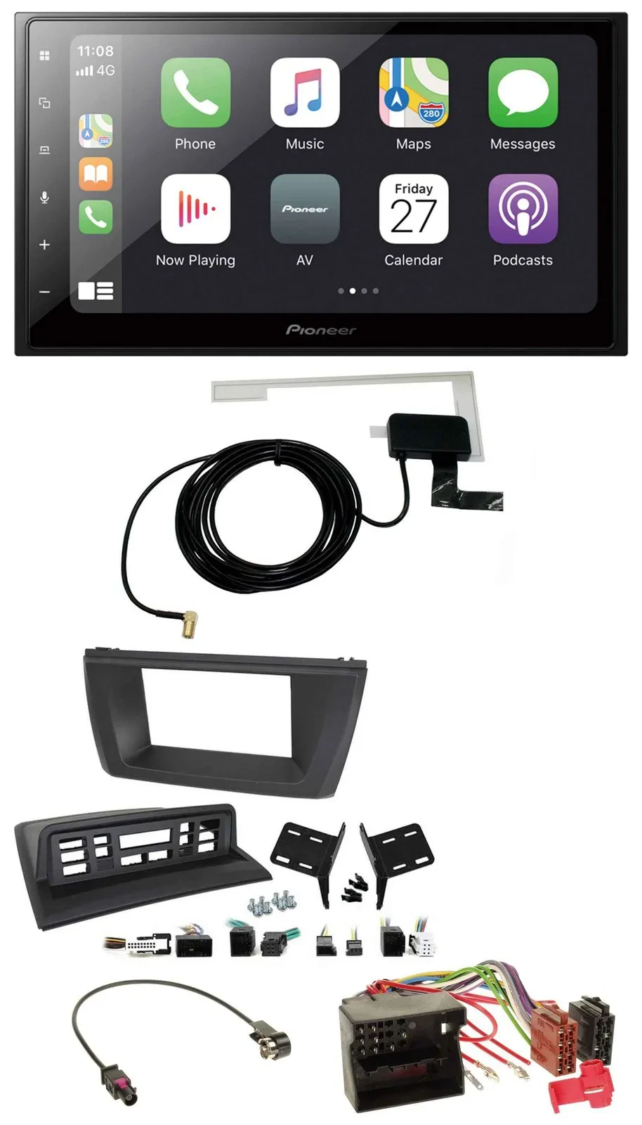 Pioneer USB MP3 2DIN Bluetooth DAB Autoradio für BMW X3 E83 2004-2010 mittig