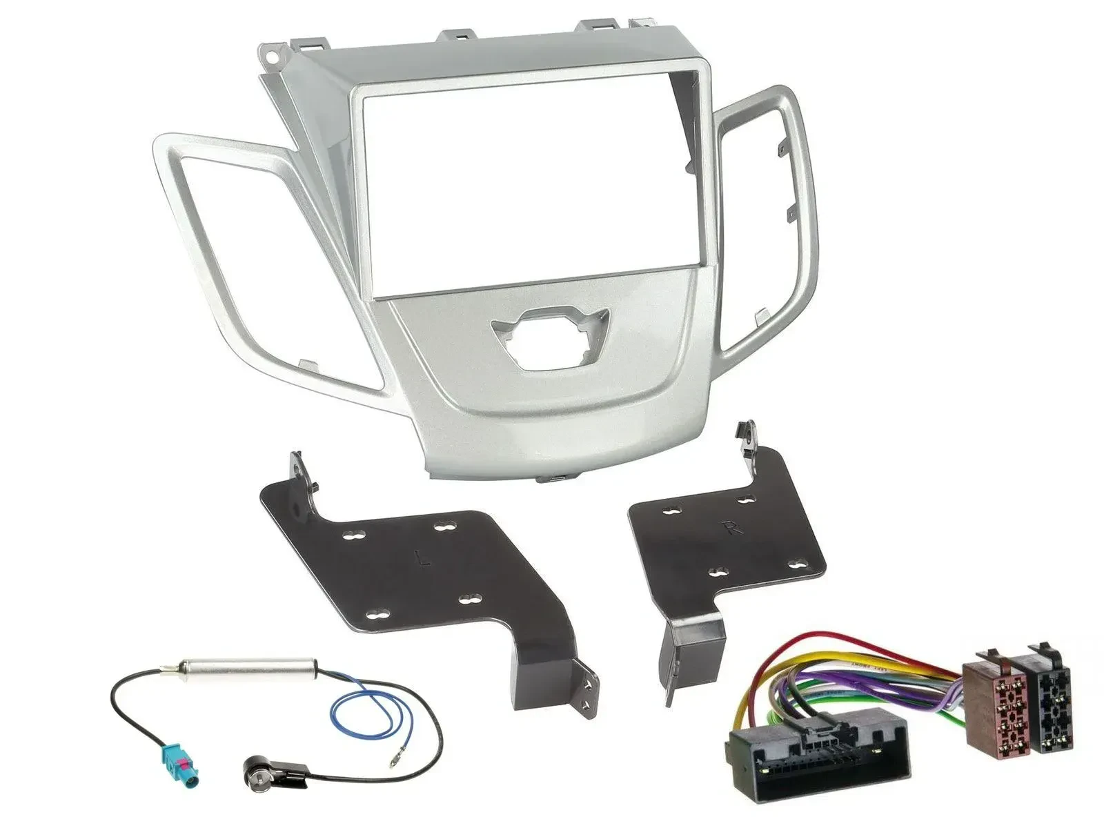 Einbauset Doppel DIN Autoradio für Ford Fiesta 2010-2017 silber