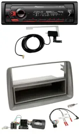 Pioneer DAB USB Lenkrad Bluetooth Autoradio für Fiat Panda 169 2007-2012 grau