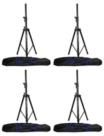 4 Rockville DJ PA Tripod Speaker Stands+Bags, Hydraulic Air Auto Lift RVSS4AB