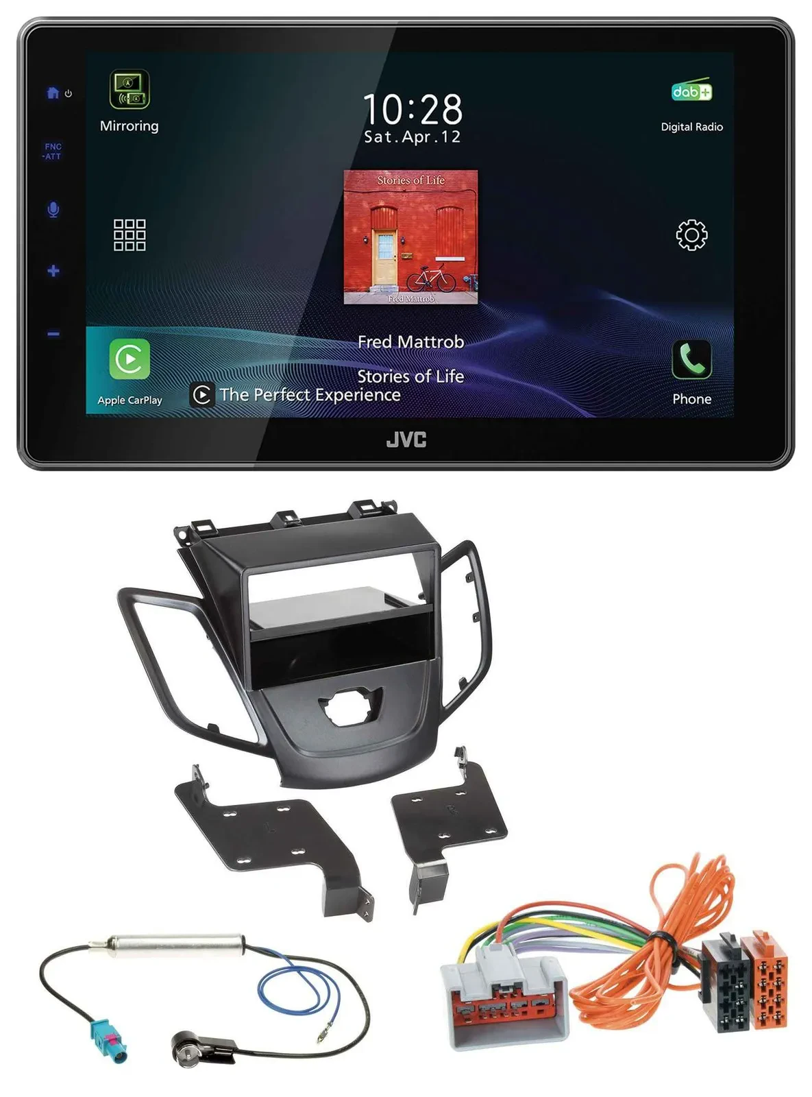 JVC DAB MP3 Bluetooth USB Autoradio für Ford Fiesta JA8 08-10 ohne Display schwa