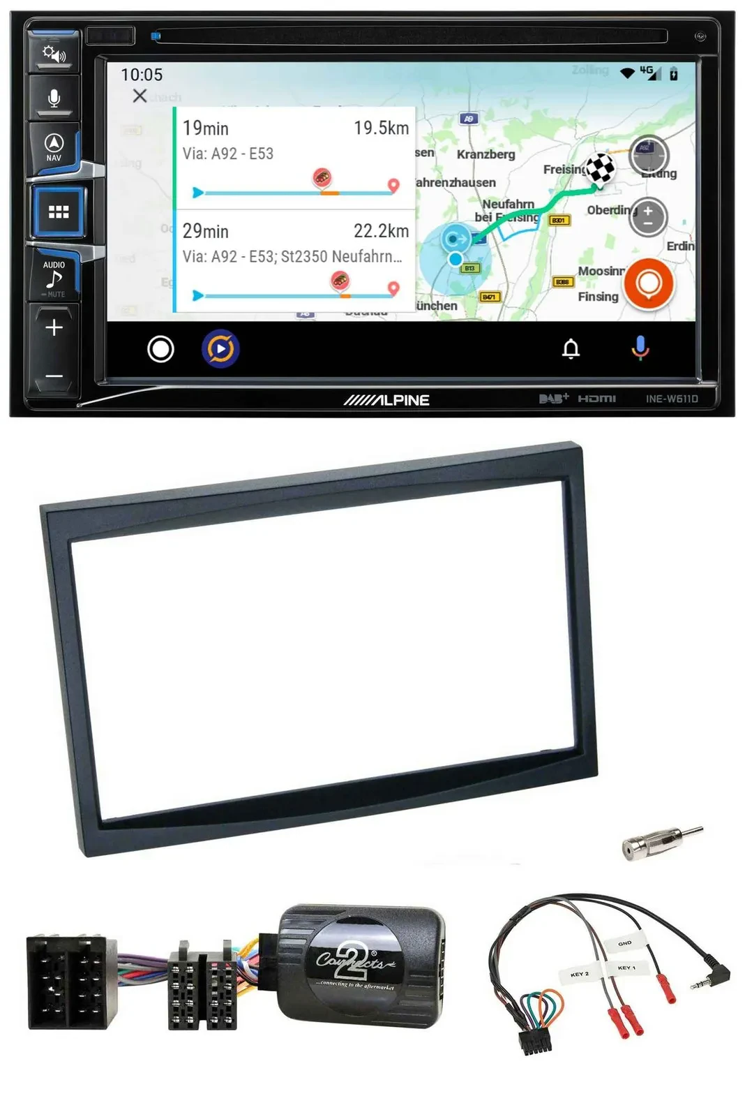 Alpine Bluetooth TMC USB DAB 2DIN Lenkrad Navigation für Citroen C3 C2 Berlingo