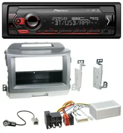 Автомагнитола Pioneer USB, DAB, Bluetooth, навигация, серебристый, для Kia Sportage 3 (2010–2015), поддержка управления с руля