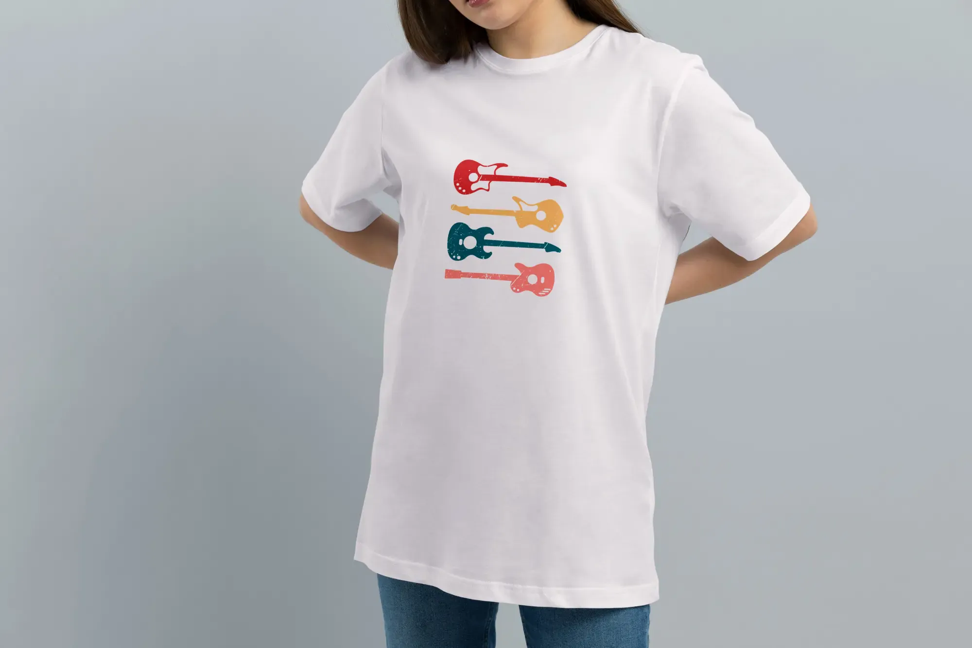 Футболка Popmerch MWL107 "Color Guitars" белая, мужская, размер L