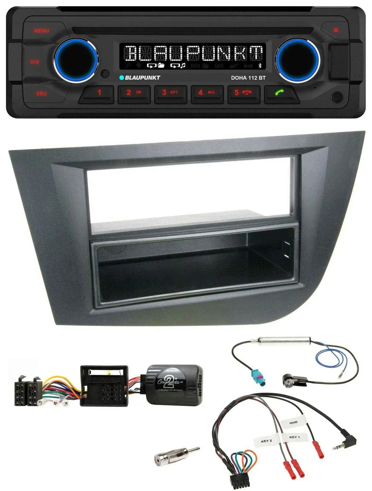 Автомагнитола Blaupunkt MP3 CD Bluetooth USB для Seat Leon 2005–2010, чёрный