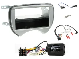 Einbauset Lenkradadapter DIN Autoradio für Nissan Micra 2010-2013 silber