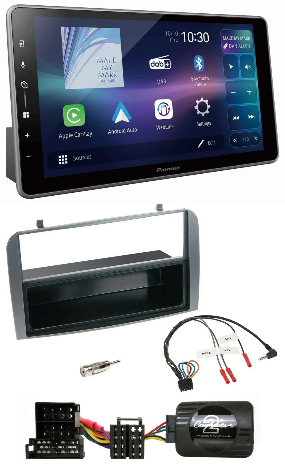 Pioneer Bluetooth USB DAB Lenkrad Autoradio für Alfa 147 GT anthrazit Ablage