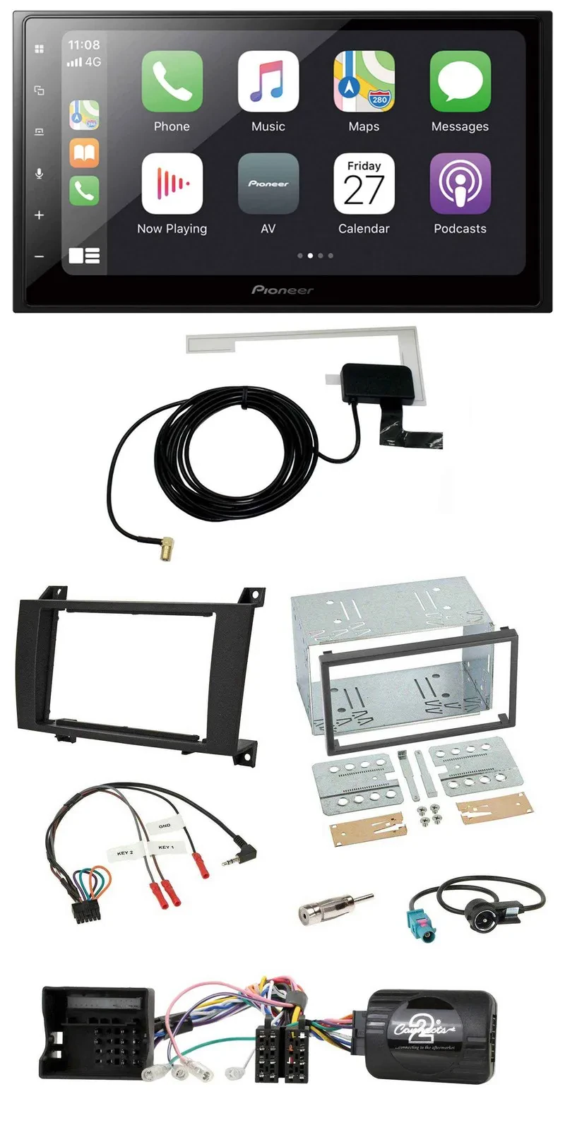 Pioneer USB Lenkrad 2DIN Bluetooth DAB Autoradio für Mercedes SLK R171 2004-2008