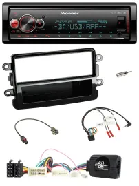 Автомагнитола Pioneer Bluetooth, USB, DAB для Dacia с 2012, черный (piano black), поддержка кнопок на руле