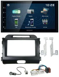 Kenwood 2DIN Bluetooth MP3 USB DAB Autoradio für Kia Sportage 3 10-15 SL schwarz